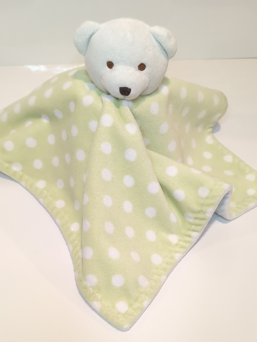 Green Sprouts Green Polka Dot White Bear Security Blanket Lovey